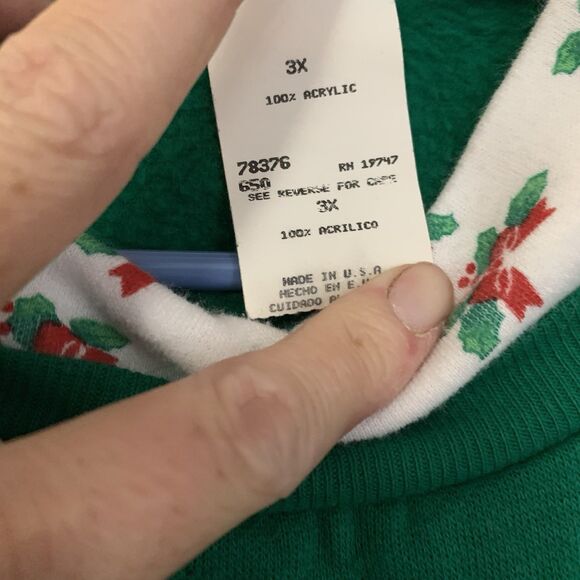VTG Christmas Sweater Sweatshirt Green Santa Nutcracker Plus 3x Pullover 90s Mom - Picture 7 of 10